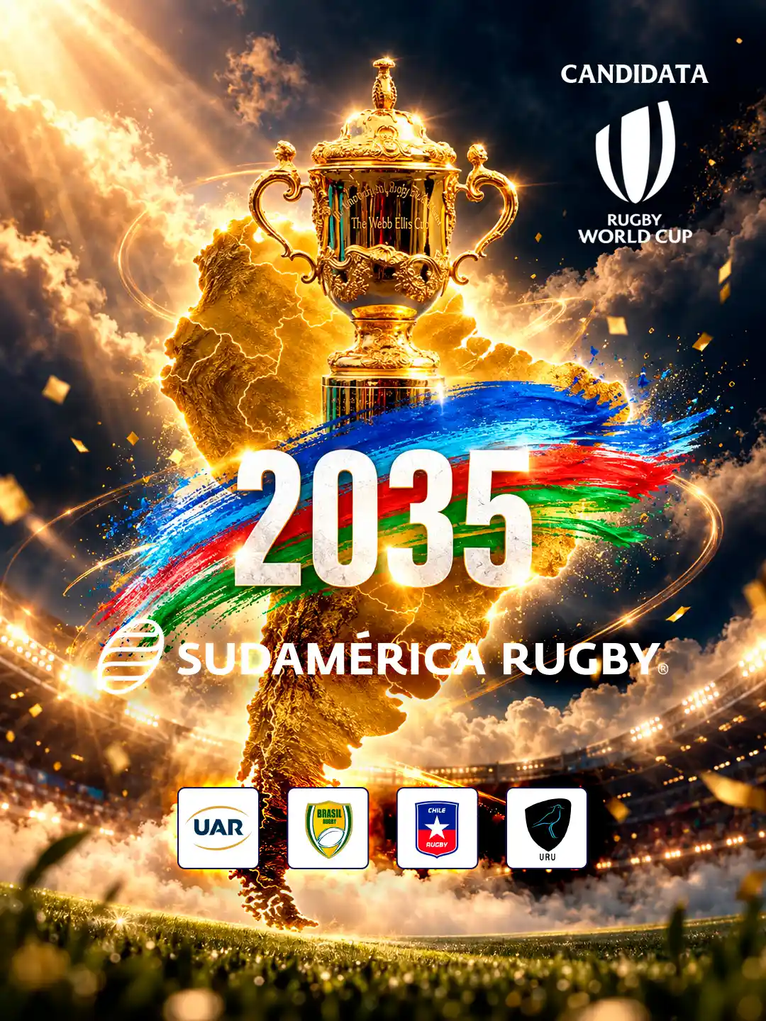 Argentina, Brasil, Chile y Uruguay presentaron su candidatura conjunta para ser sede del Mundial de Rugby 2035