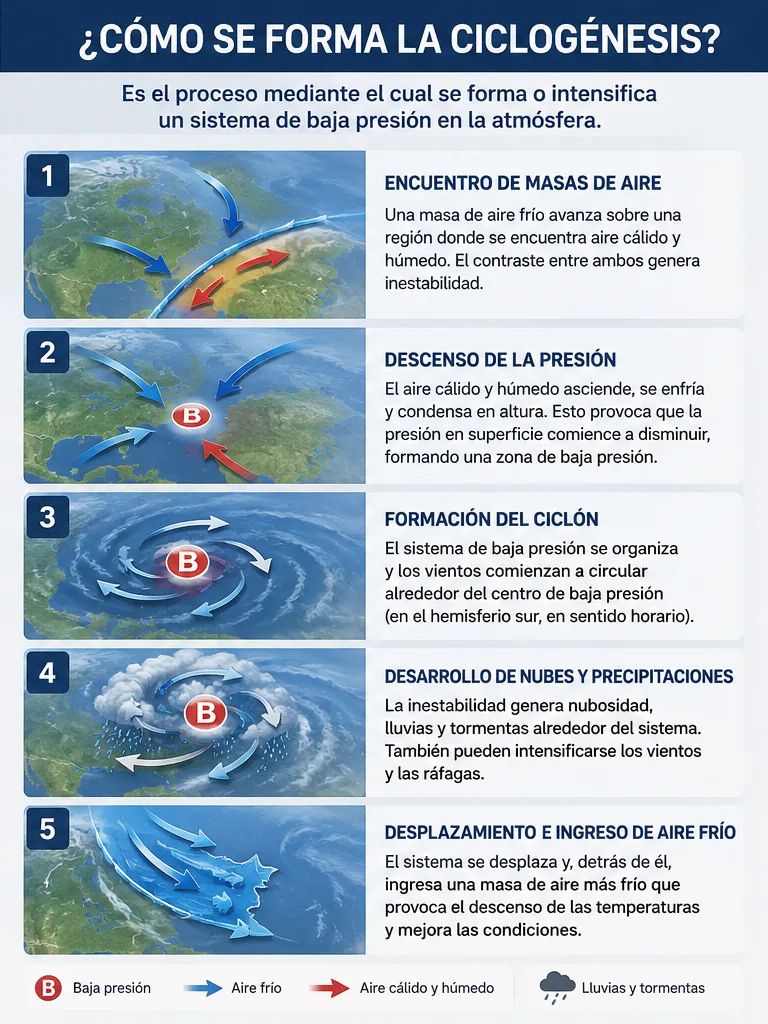 Step by step explanation of how this meteorological phenomenon forms