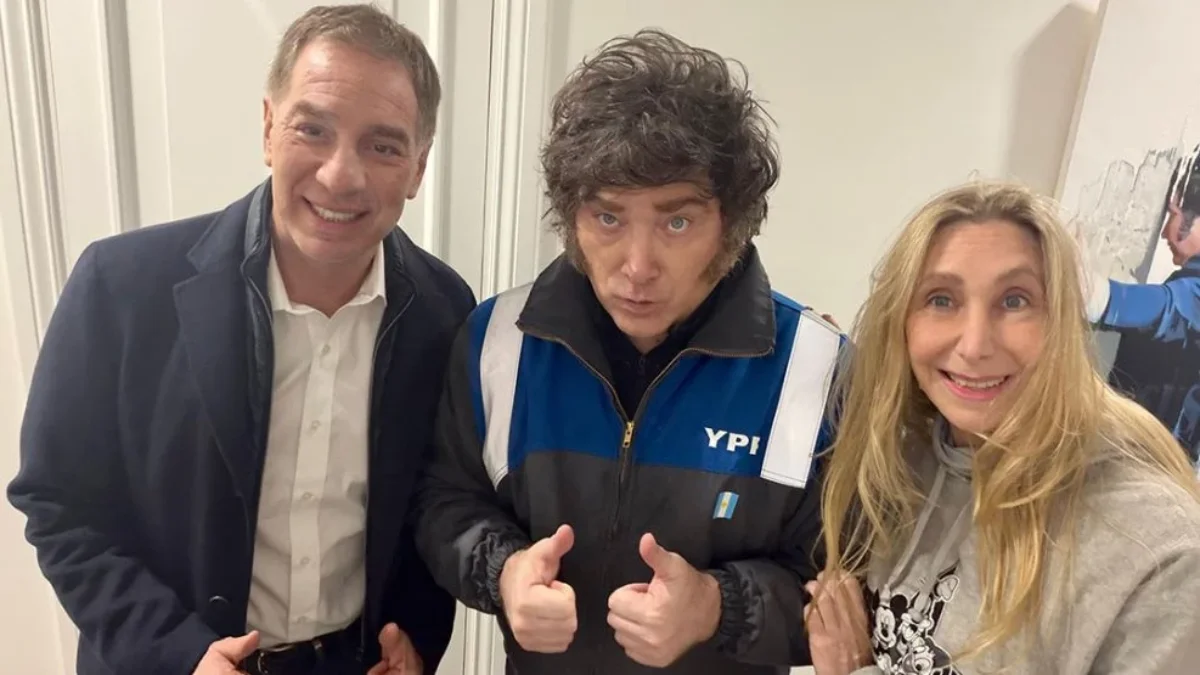 Javier Milei, Karina Milei y Diego Santilli.