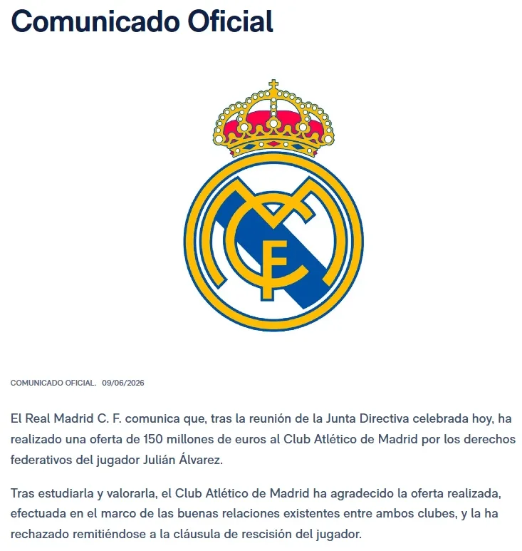 The statement from Real Madrid