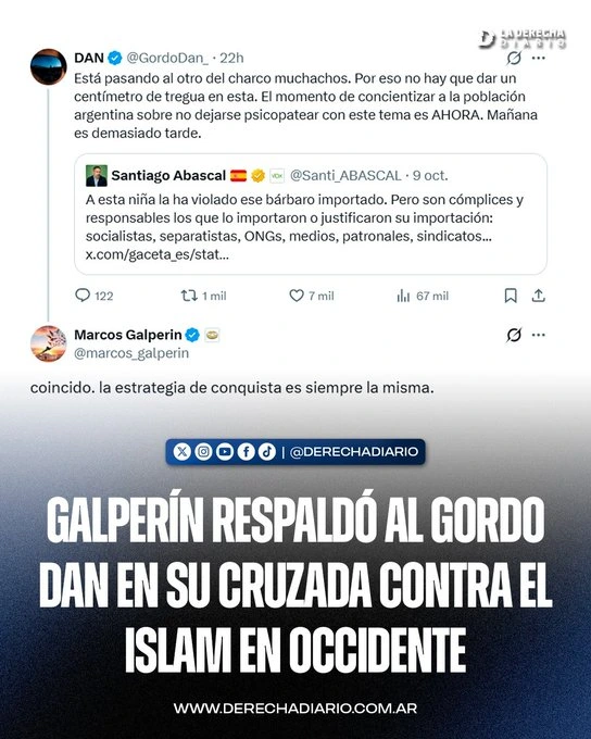 Marcos Galperín apoyó al Gordo Dan en su cruzada contra el islam.