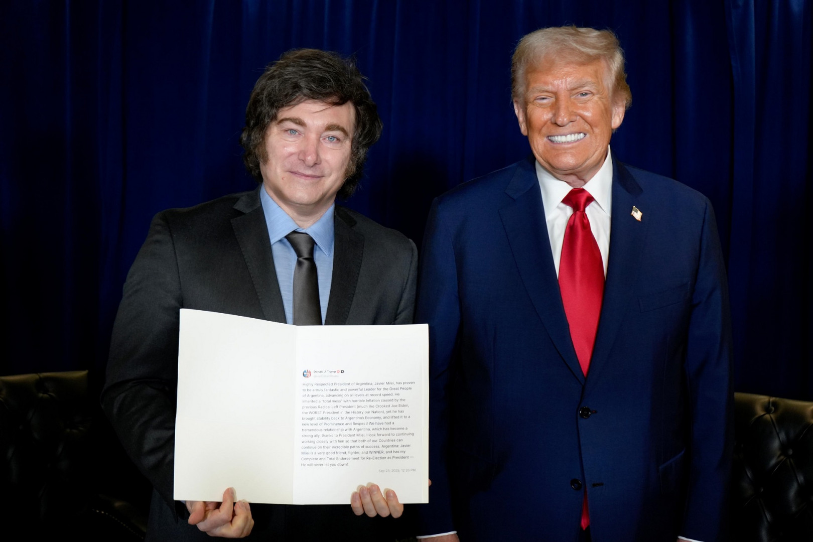 Javier Milei y Donald Trump.
