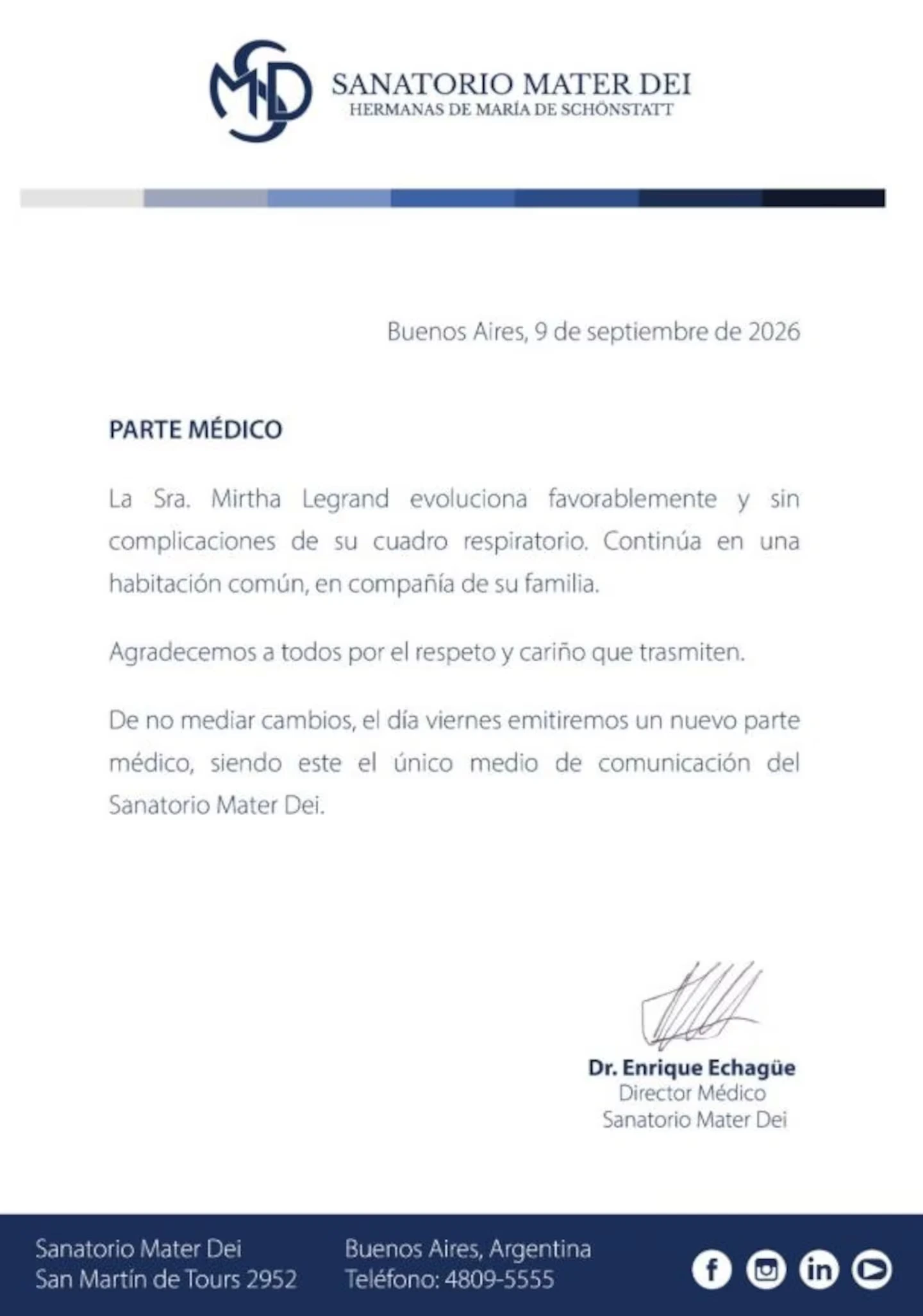 El parte médico de Mirtha Legrand