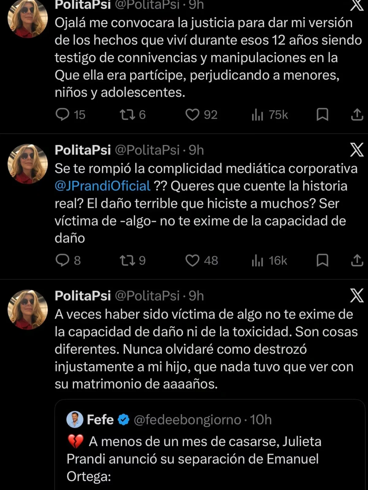 Los posteos de la ex de Contardi
