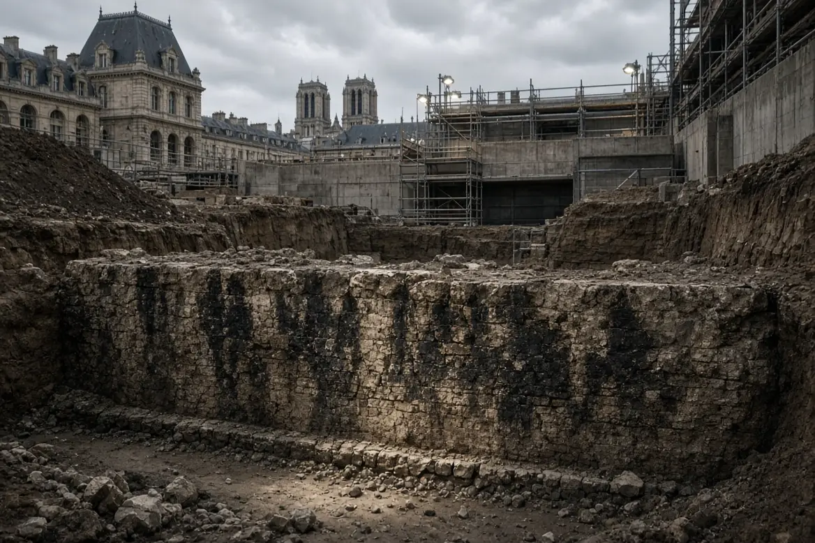 An ancient wall that could be from the Lutetia of the Parisii found in Paris