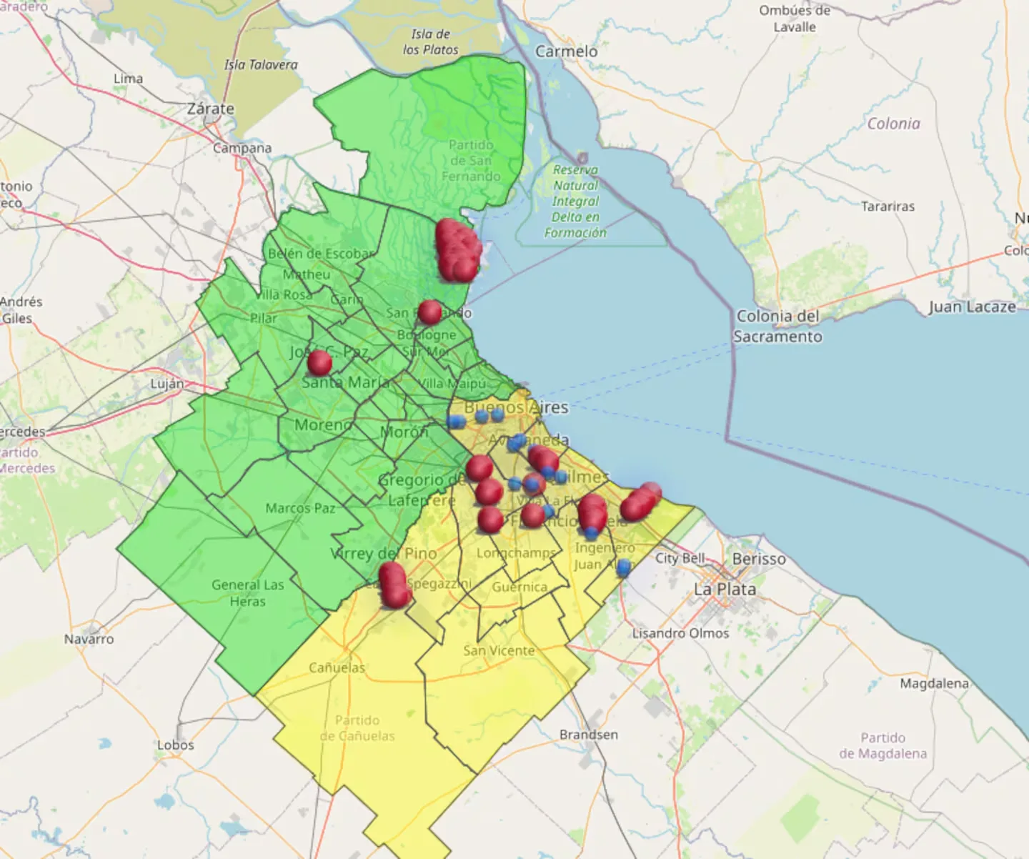 Mapa de ENRE actualizado con los cortes de luz