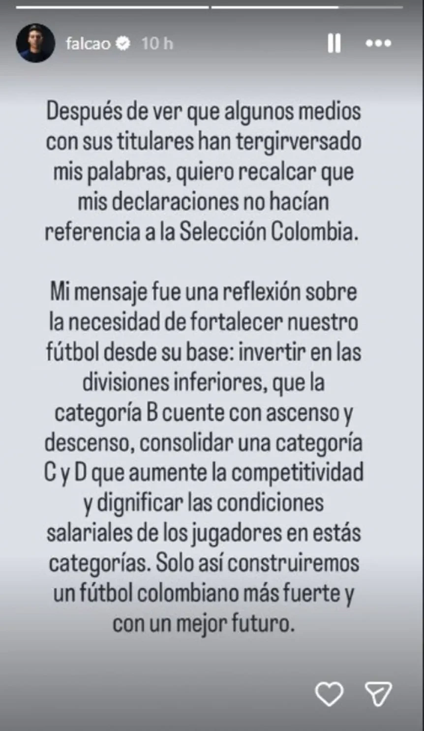 El posteo de Falcao en Instagram