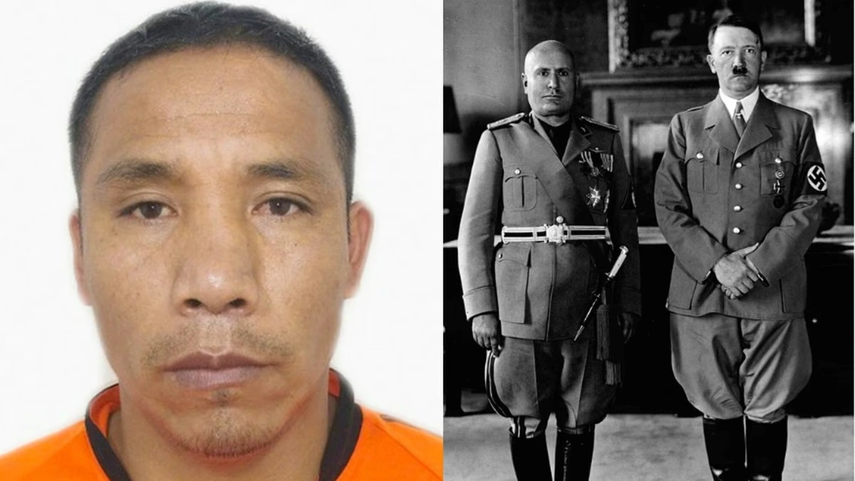 Hitler Mussolini Flores, junto con el dictador alemán e italiano.