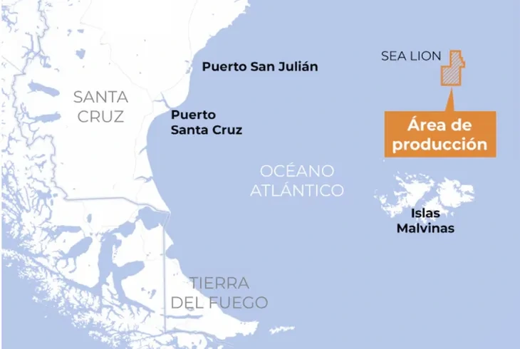 La ubicación del proyecto petrolero ilegal Sea Lion.