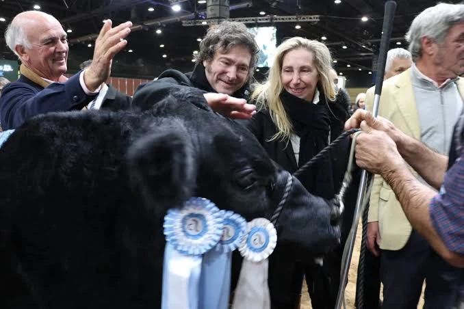 Javier and Karina Milei at La Rural