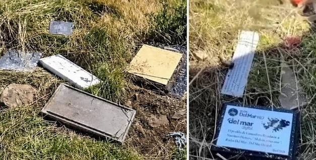 Las placas vandalizadas.