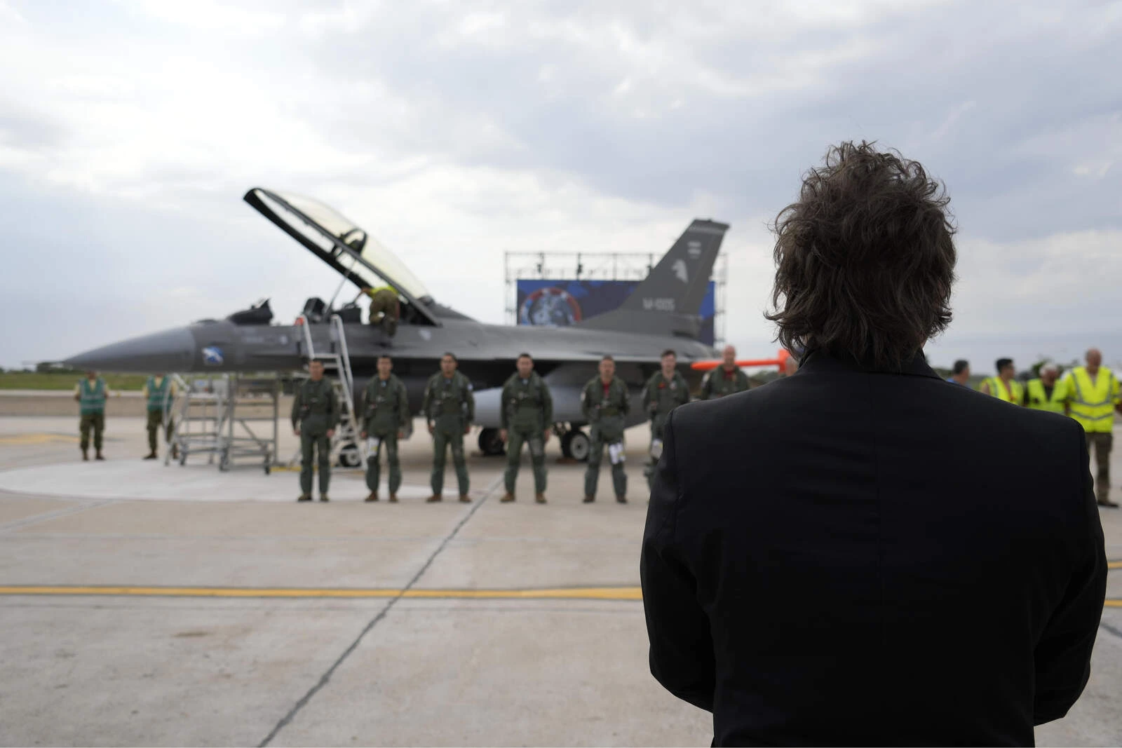 President Javier Milei with an F-16