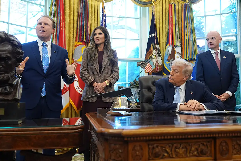 Trump, Infantino, and Giuliani at the White House