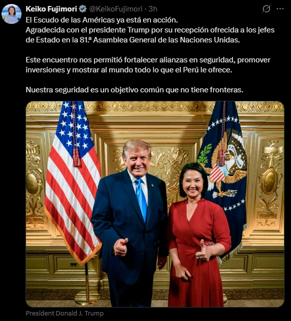 El post de Keiko en su cuenta oficial de X.