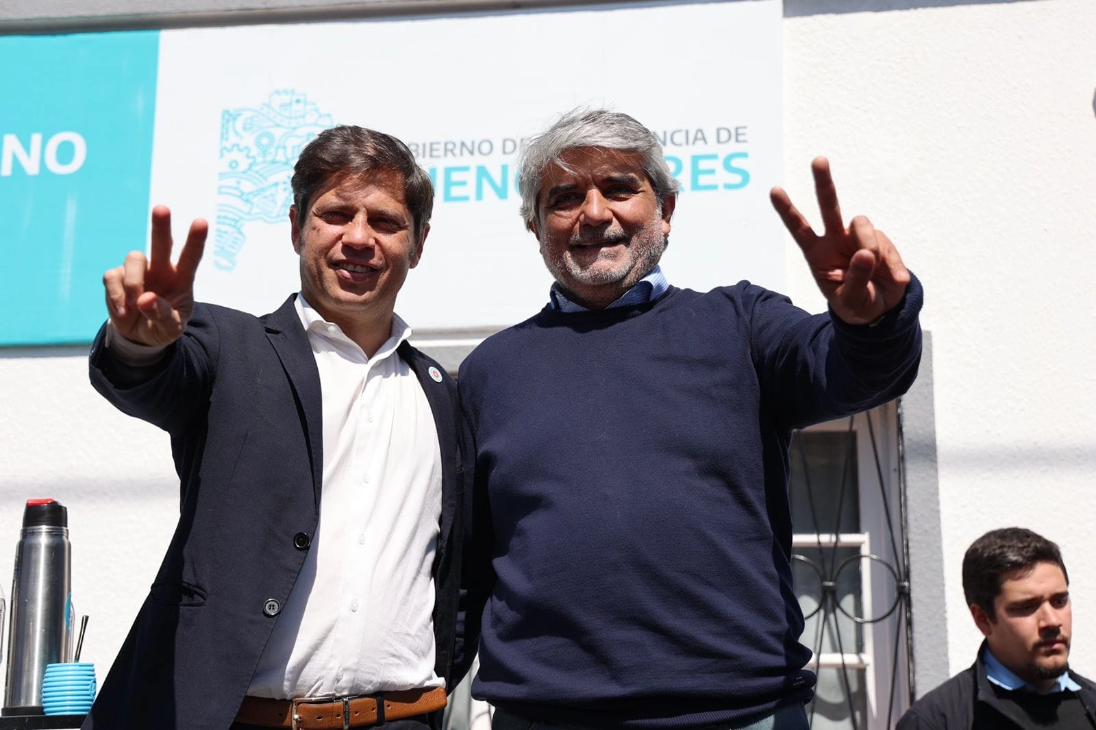 Axel Kicillof junto a su ministro de trabajo, Walter Correa.