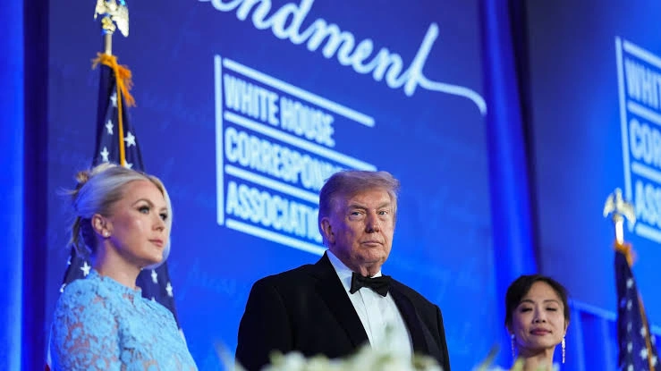 The president attended alongside the White House spokesperson, Karoline Leavitt.