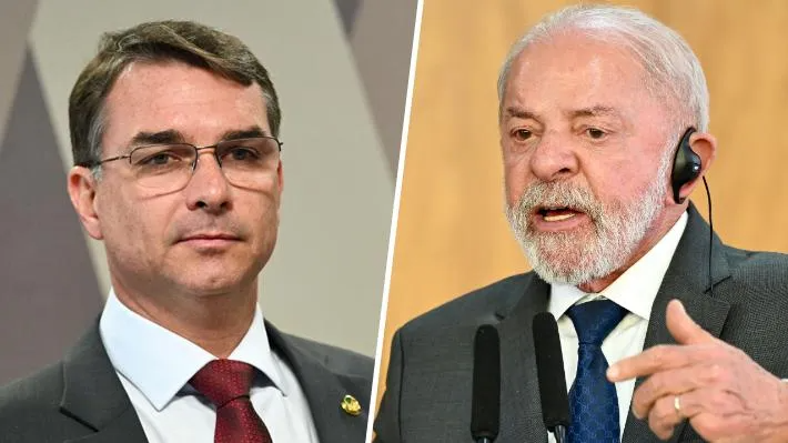 Flavio Bolsonaro y Lula da Silva.