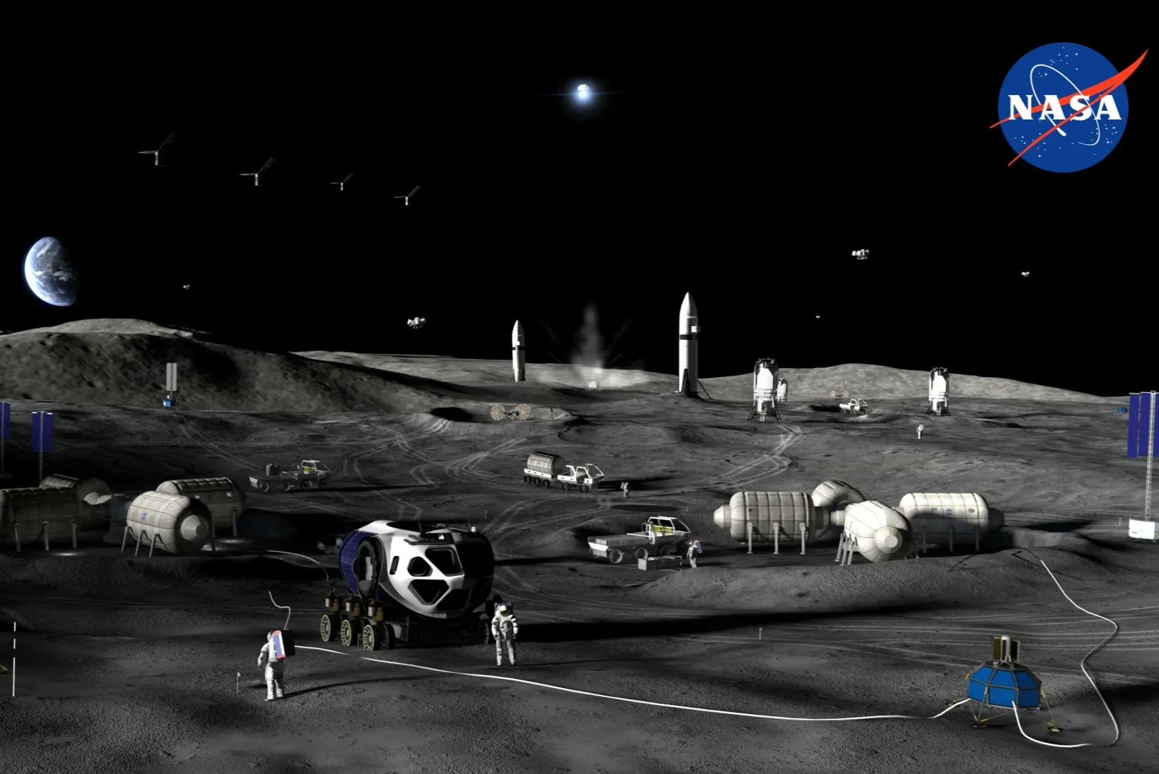 NASA inicia planes para base lunar permanente con tres misiones este año