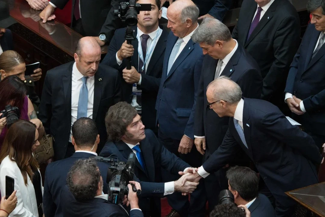 Members of the Supreme Court of Justice of the Nation with Milei at the opening of sessions of the Congress.