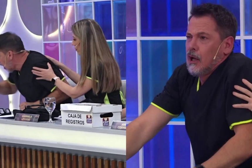 Momentos de tensión en Cuestión de peso: Sergio Verón tuvo que ser asistido tras ahogarse en vivo