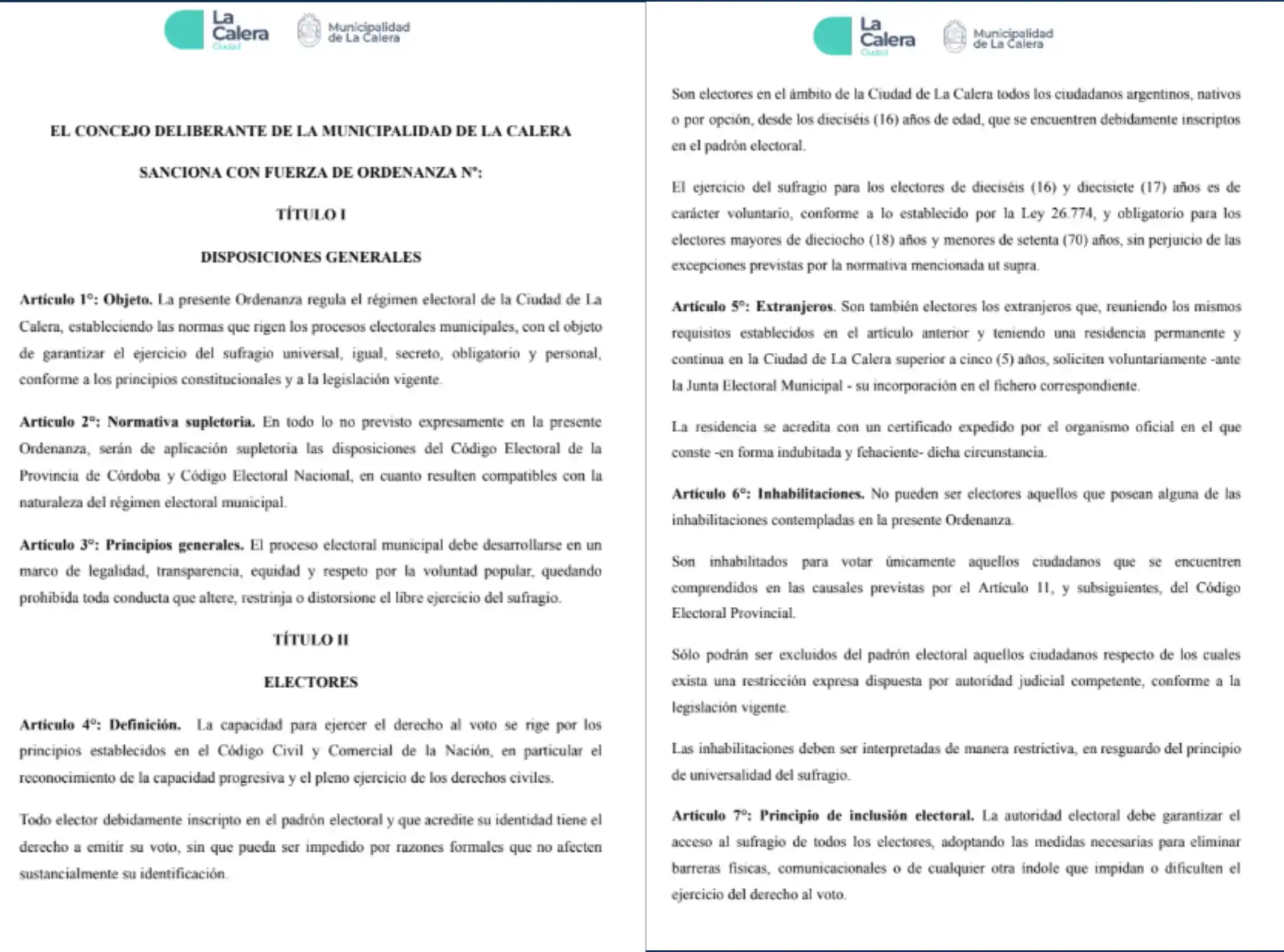 Ordenanza de La Calera que busca replicarse a nivel provincial