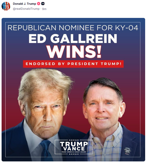 Beware, Trump is watching: The president's candidate defeated anti-Trump Congressman Thomas Massie in Kentucky.