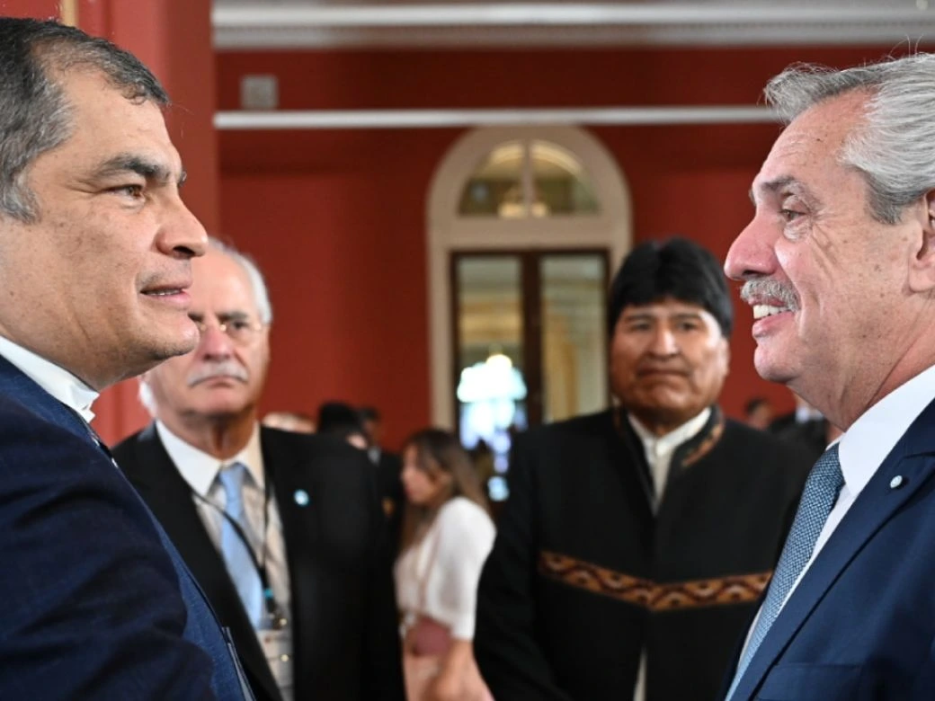 Rafael Correa junto a Alberto Fernández y Evo Morales.