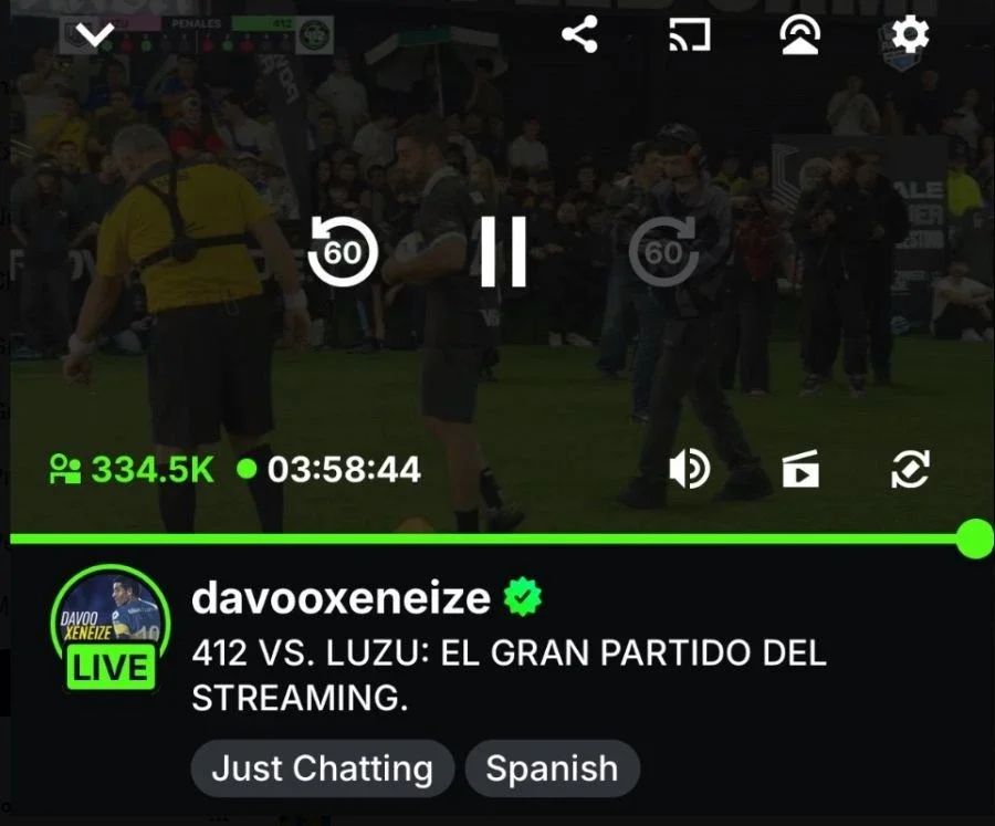 El canal de Davoo llegó a tener 334 mil espectadores en simultáneo