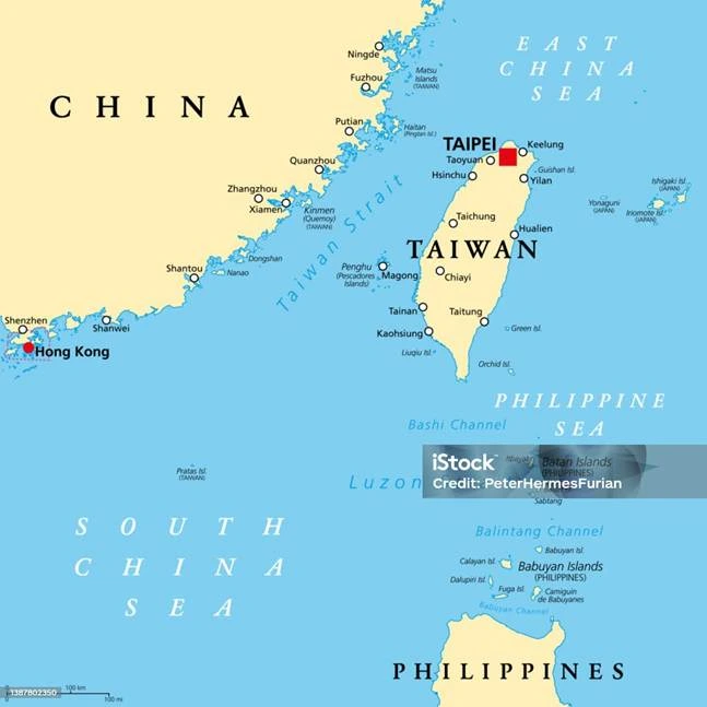 Área de Taiwán, mapa político, Área Libre de la República de China - arte vectorial de Taiwán libre de derechos