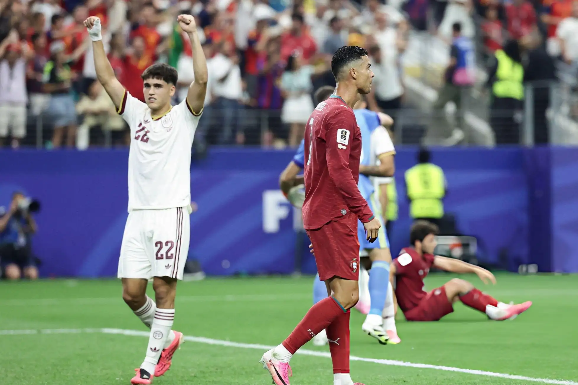Where is CR7? Where is CR7?: Spain beat Portugal 1-0 and qualified for the quarter-finals