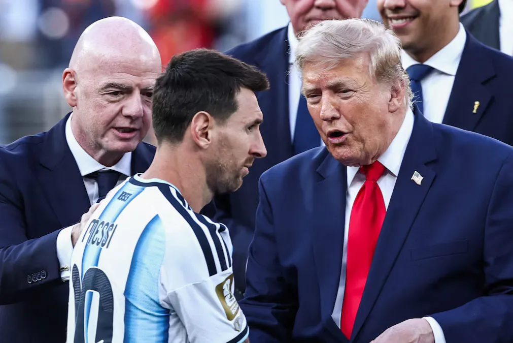 Trump handed the World Cup to the Spanish team and greeted Messi after presenting him with the runner-up medal