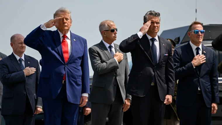 Trump at the event alongside his government officials