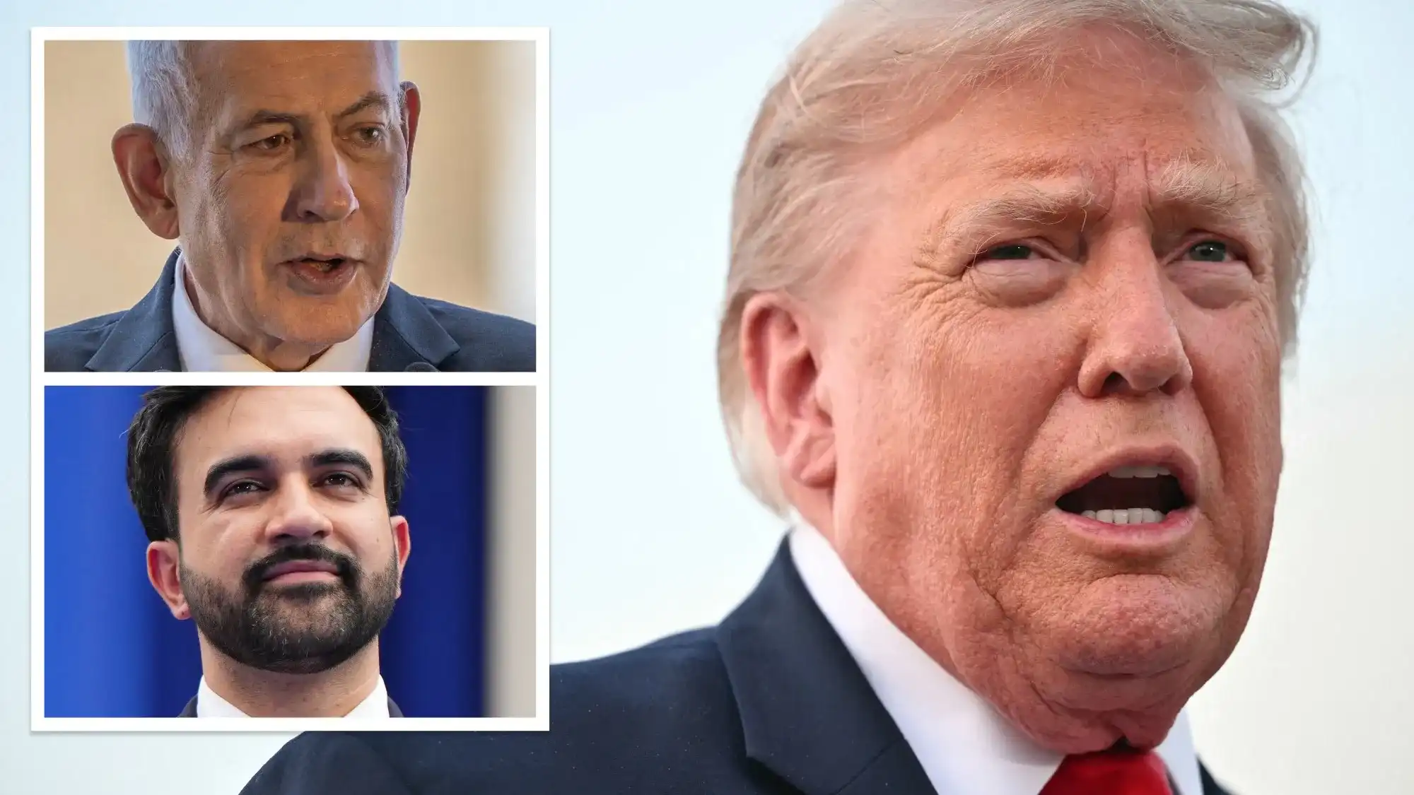 El Presidente de EEUU, Donald Trump, el Primer ministro de Israel, Benjamín Netanyahu, y el alcalde de Nueva York, Zohran Mamdani