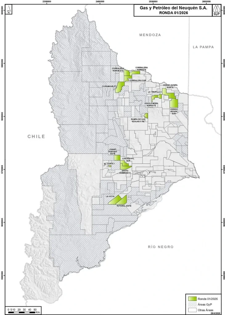 El mapa de las áreas en convocatoría.