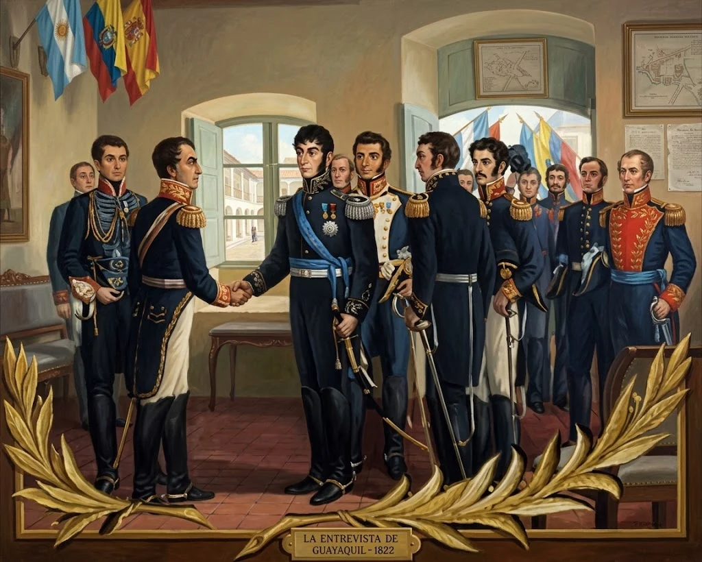 Meeting between José de San Martín and Simón Bolívar